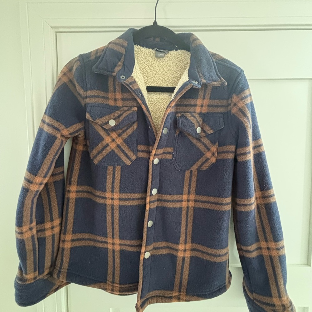Eddie Bauer Plaid Fleece Jacket with Sherpa Lining